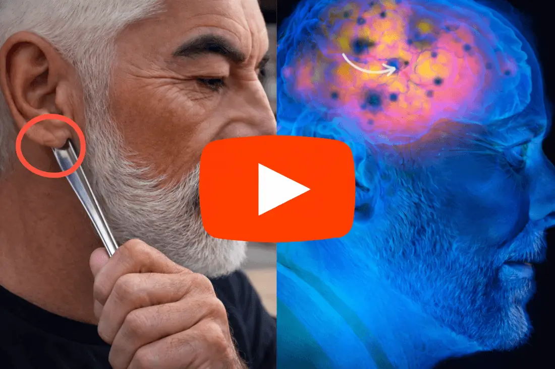 Hero image showing the 10-second tinnitus relief trick video