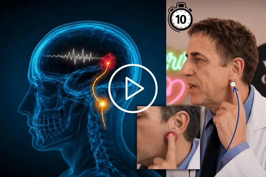 Hero image showing the 10-second tinnitus relief trick video
